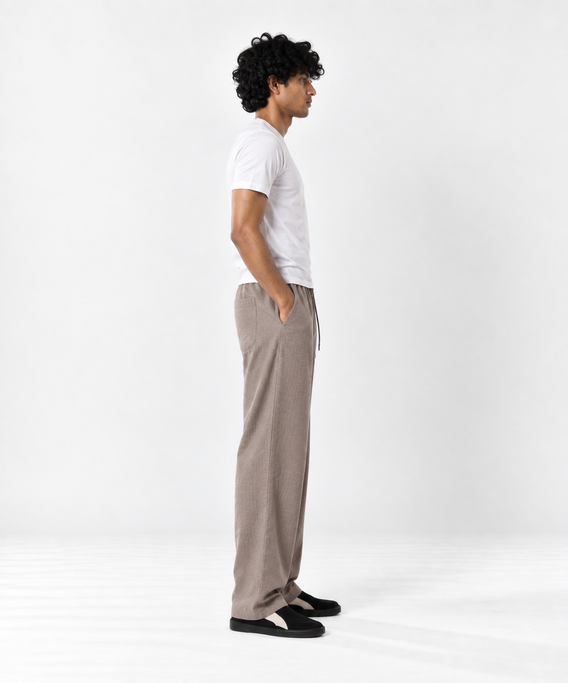 Stone Grey Pull On Linen Pants