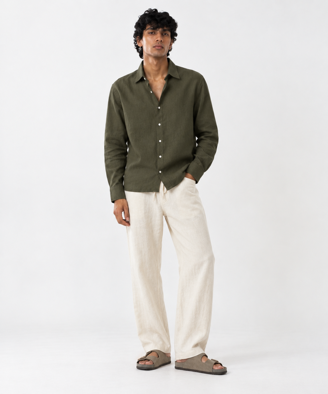 Olive Irish Linen Shirt