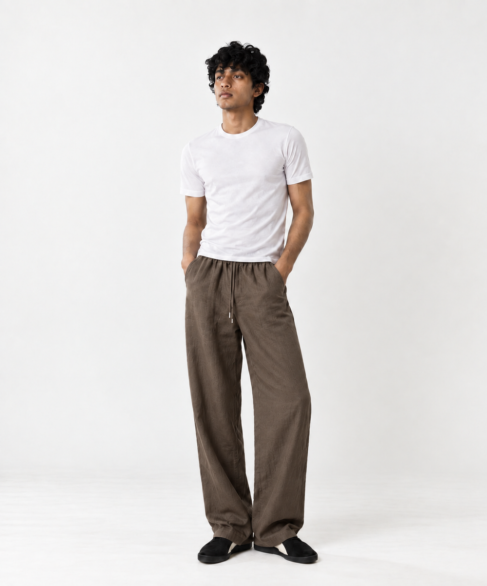 Mocha Brown Pull On Linen Pants