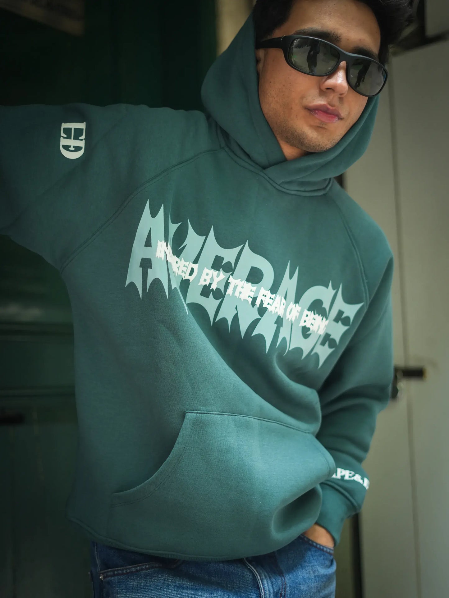 Fear Of Being Average -bottle Green Unisex Hoodie