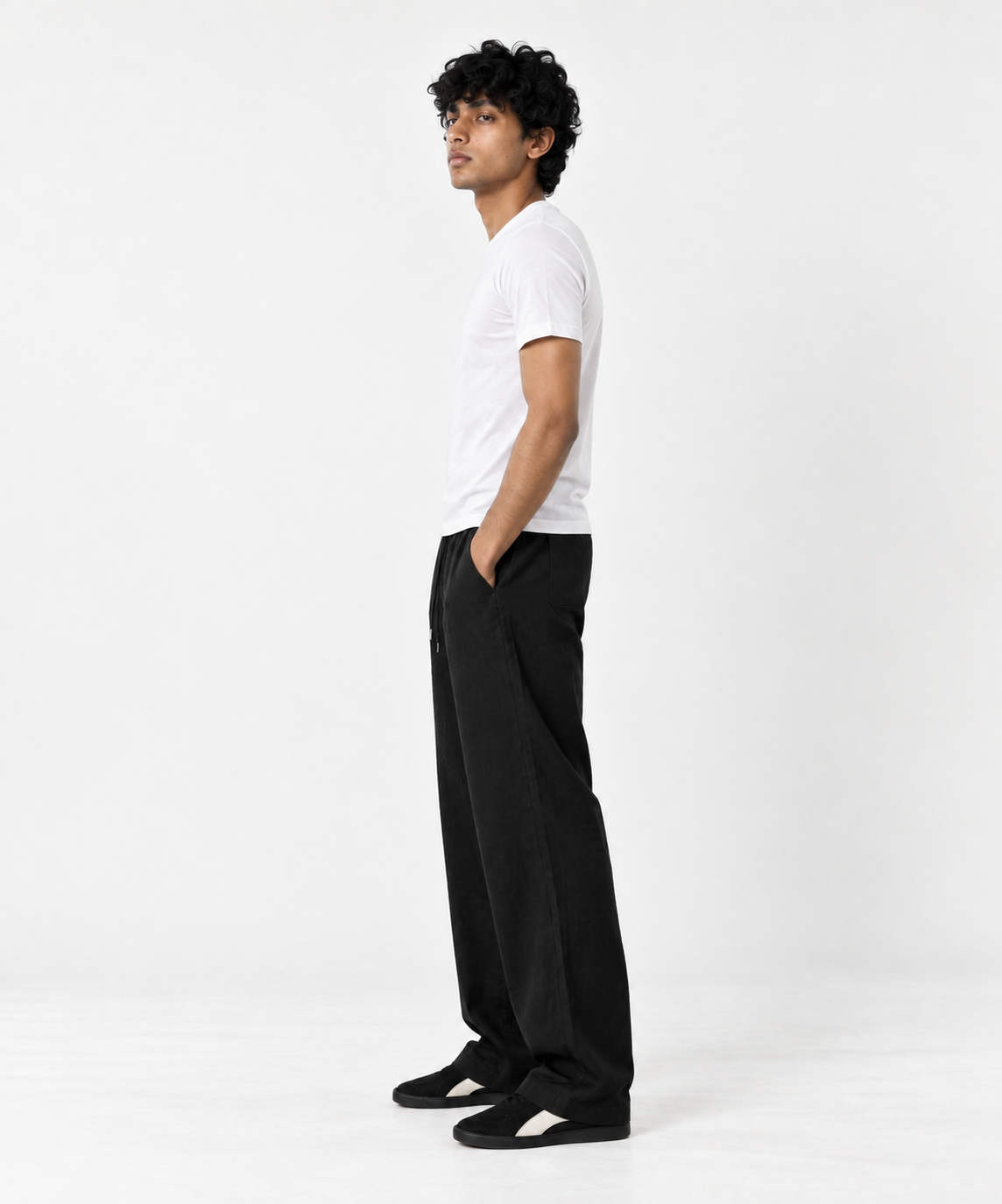 Midnight Black Pull On Linen Pants