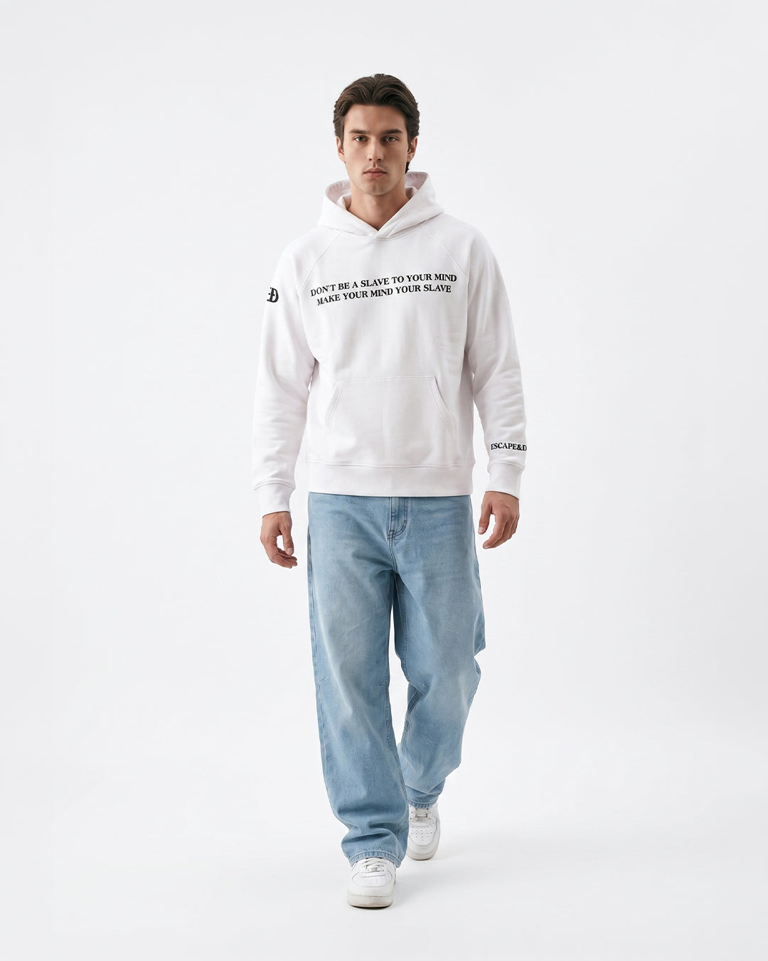 Escape Your Mind -white Unisex Hoodie