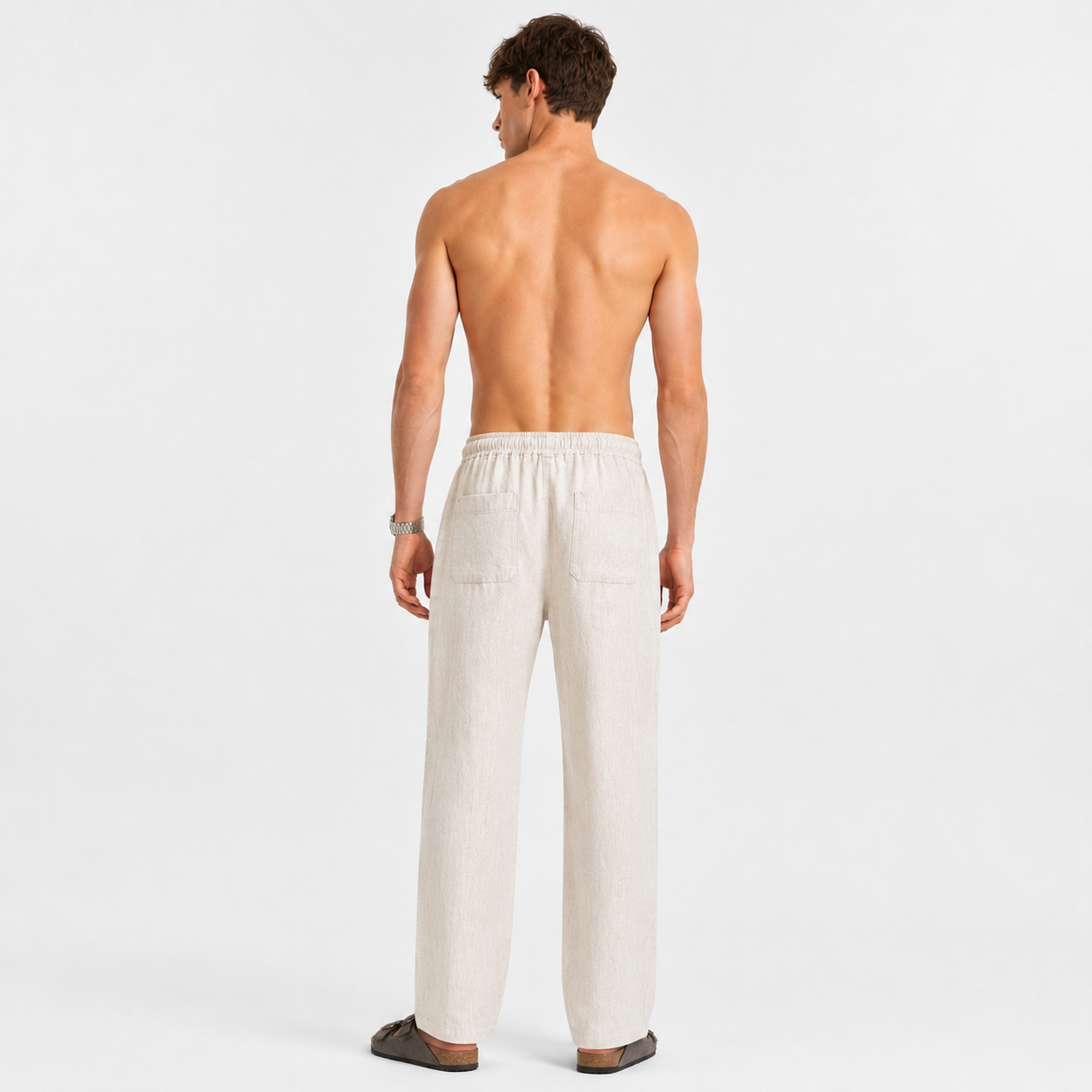 Vintage-White Pull On Linen Pants-thumbmail-4