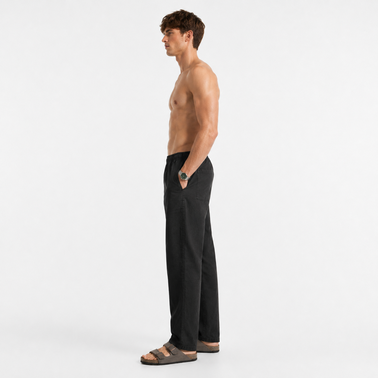 Midnight Black Pull On Linen Pants-thumbmail-6