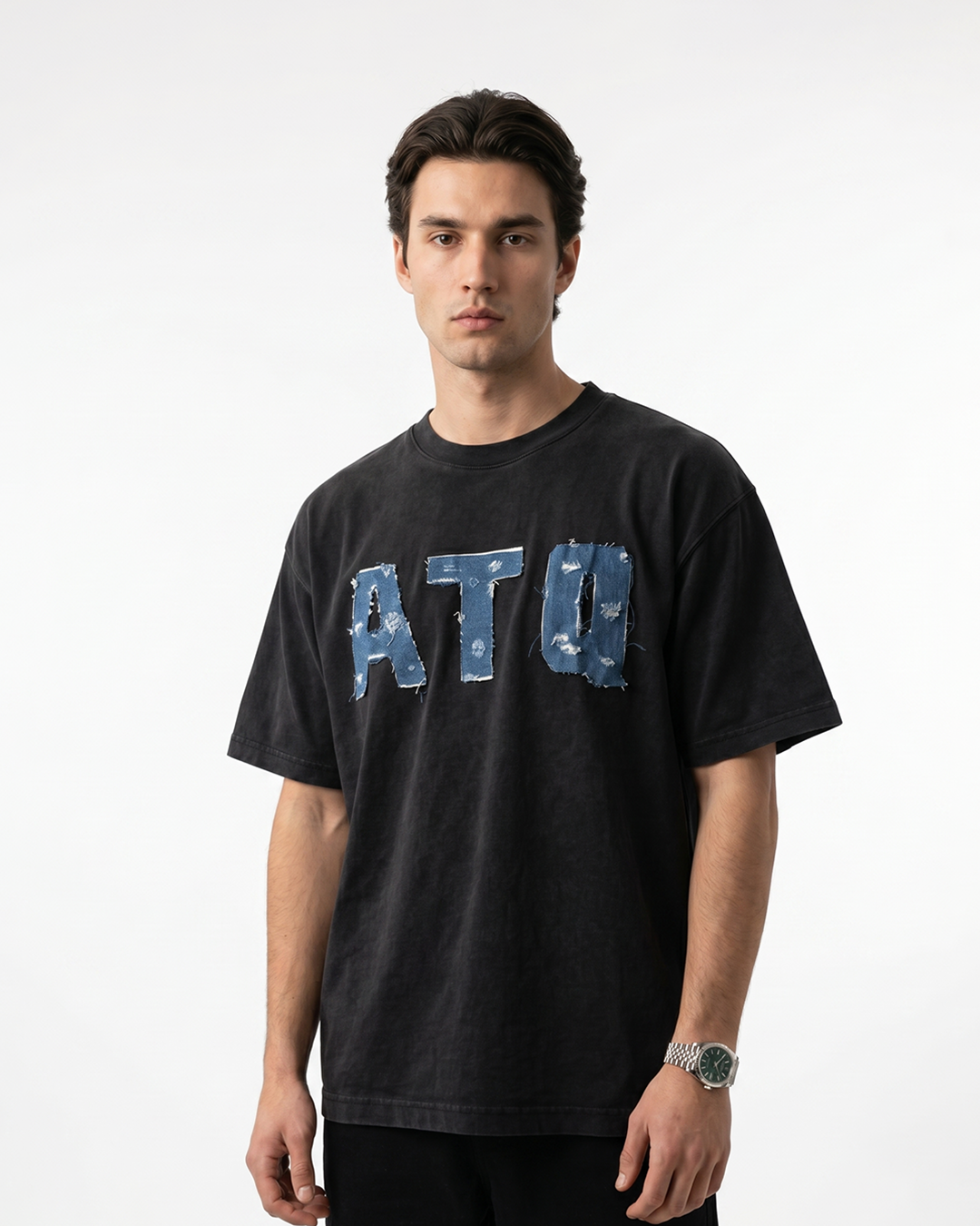 WASHED ATQ SIGNATURE TEE (BLACK)