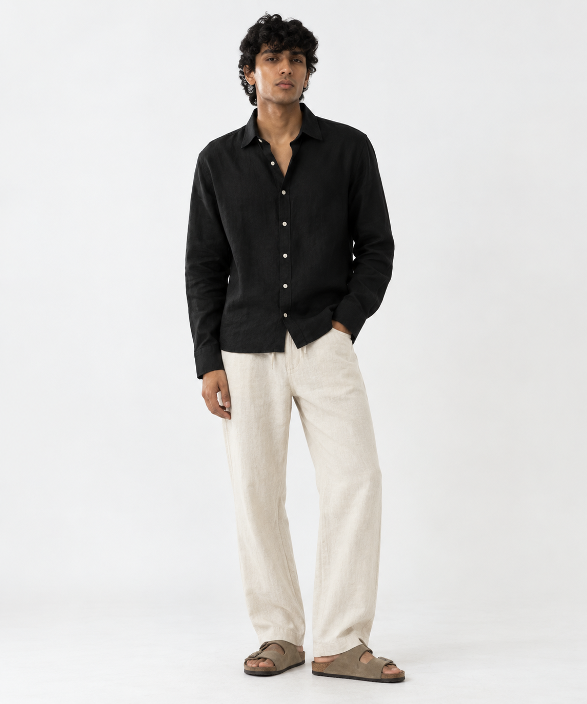 Charcoal Black Irish Linen Shirt