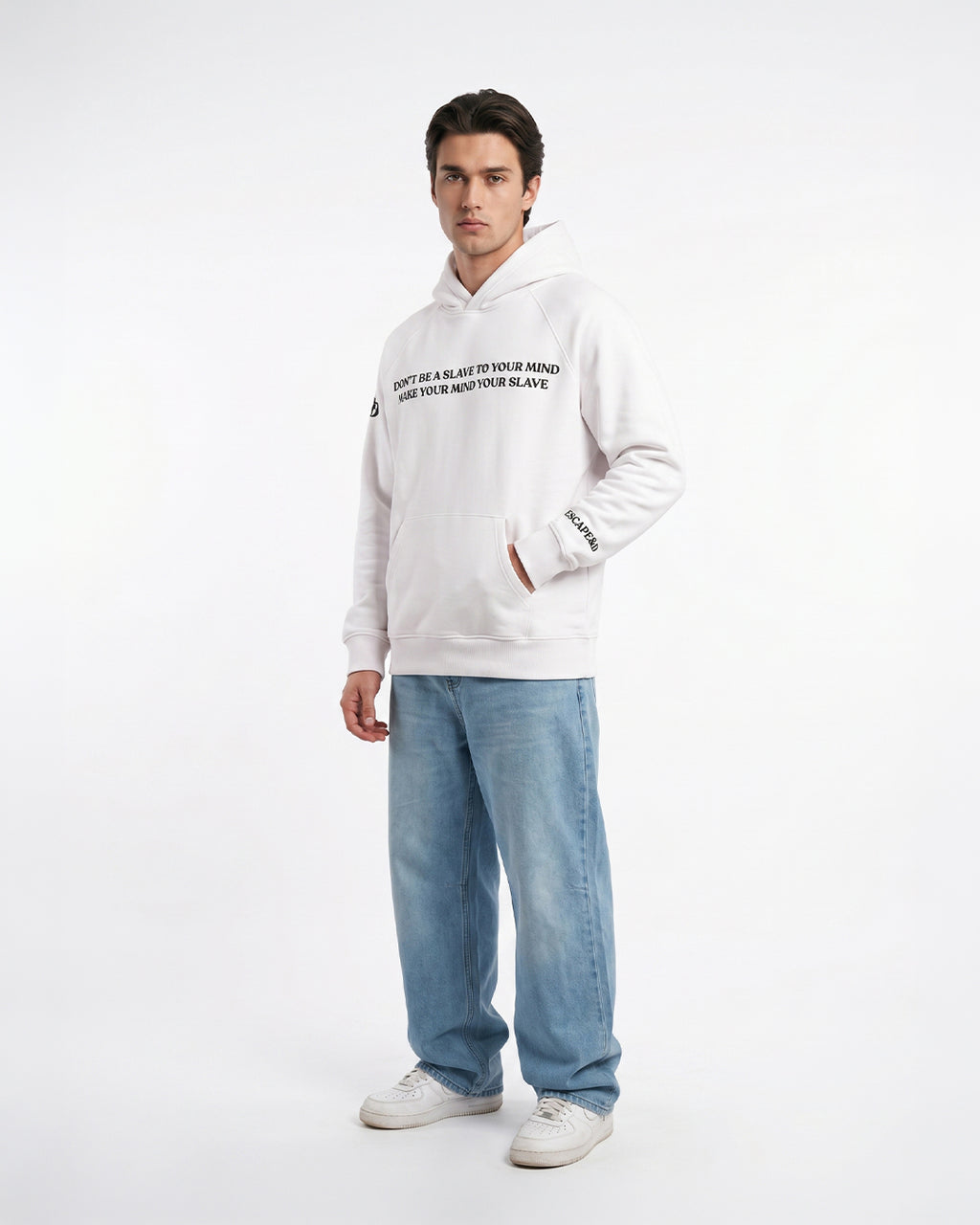 Escape Your Mind -white Unisex Hoodie