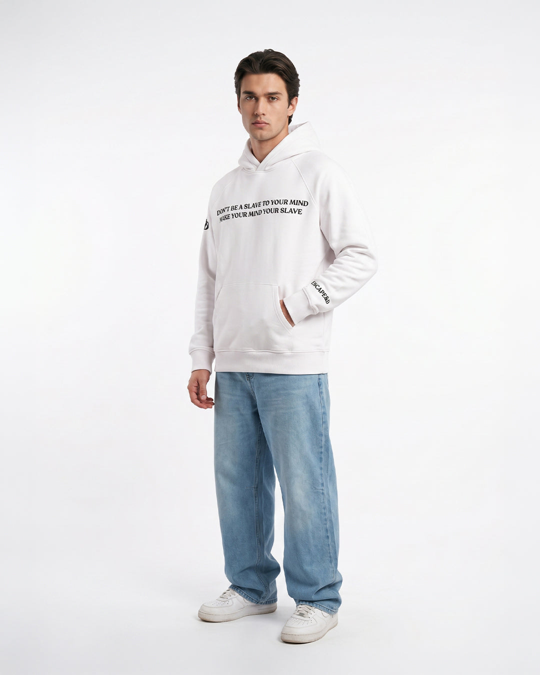 Escape Your Mind -white Unisex Hoodie
