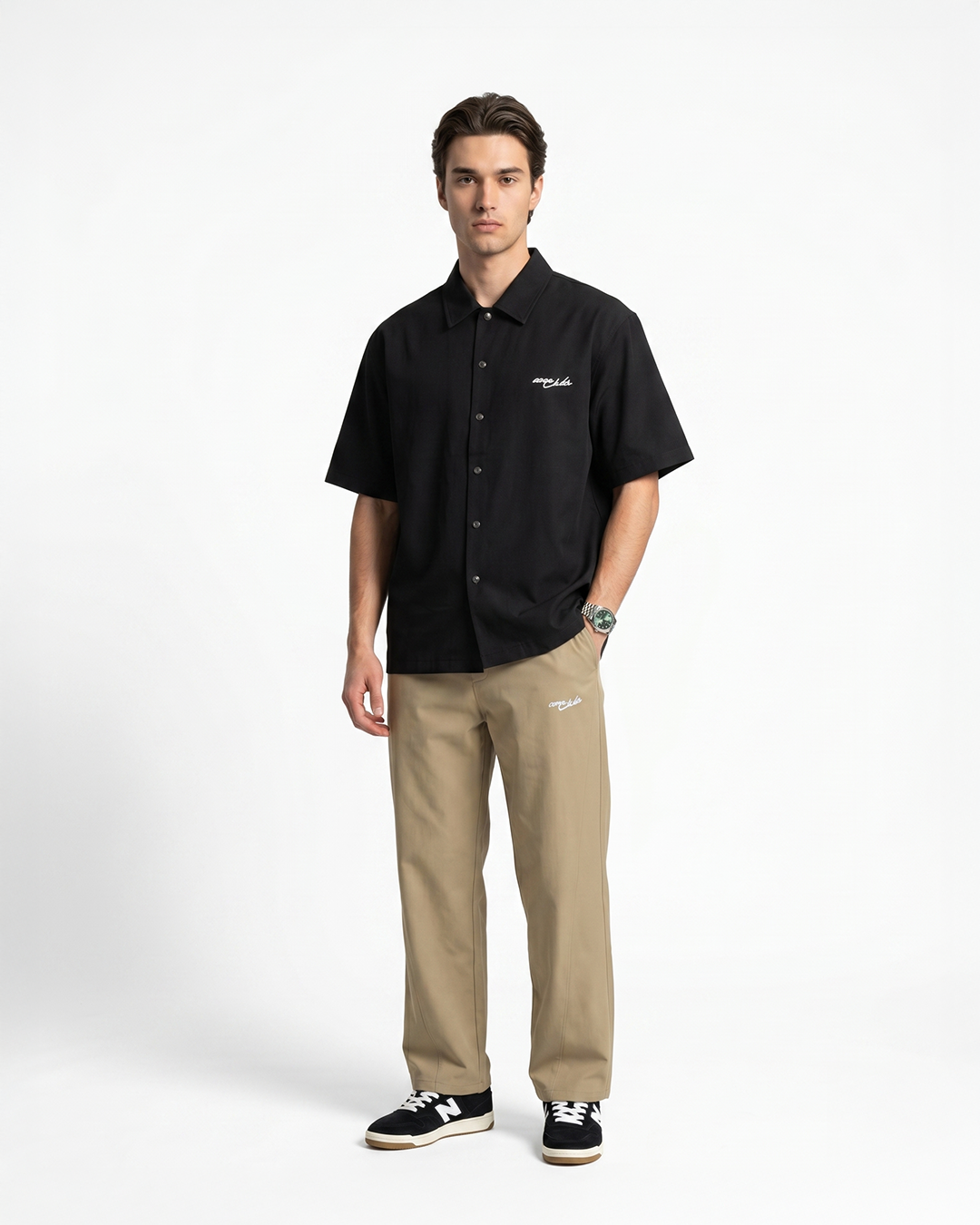MIDNIGHT BLOOM LINEN SHIRT (BLACK)