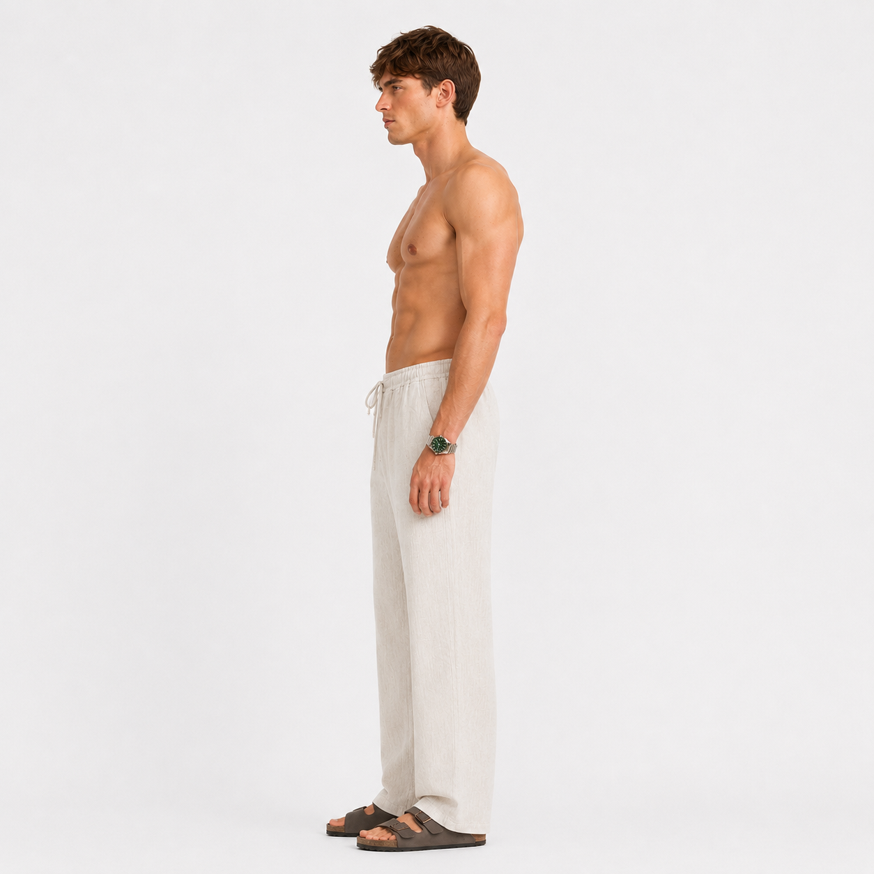 Vintage-White Pull On Linen Pants-thumbmail-5