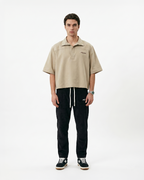MOCHA DRIFT LINEN POLO SHIRT