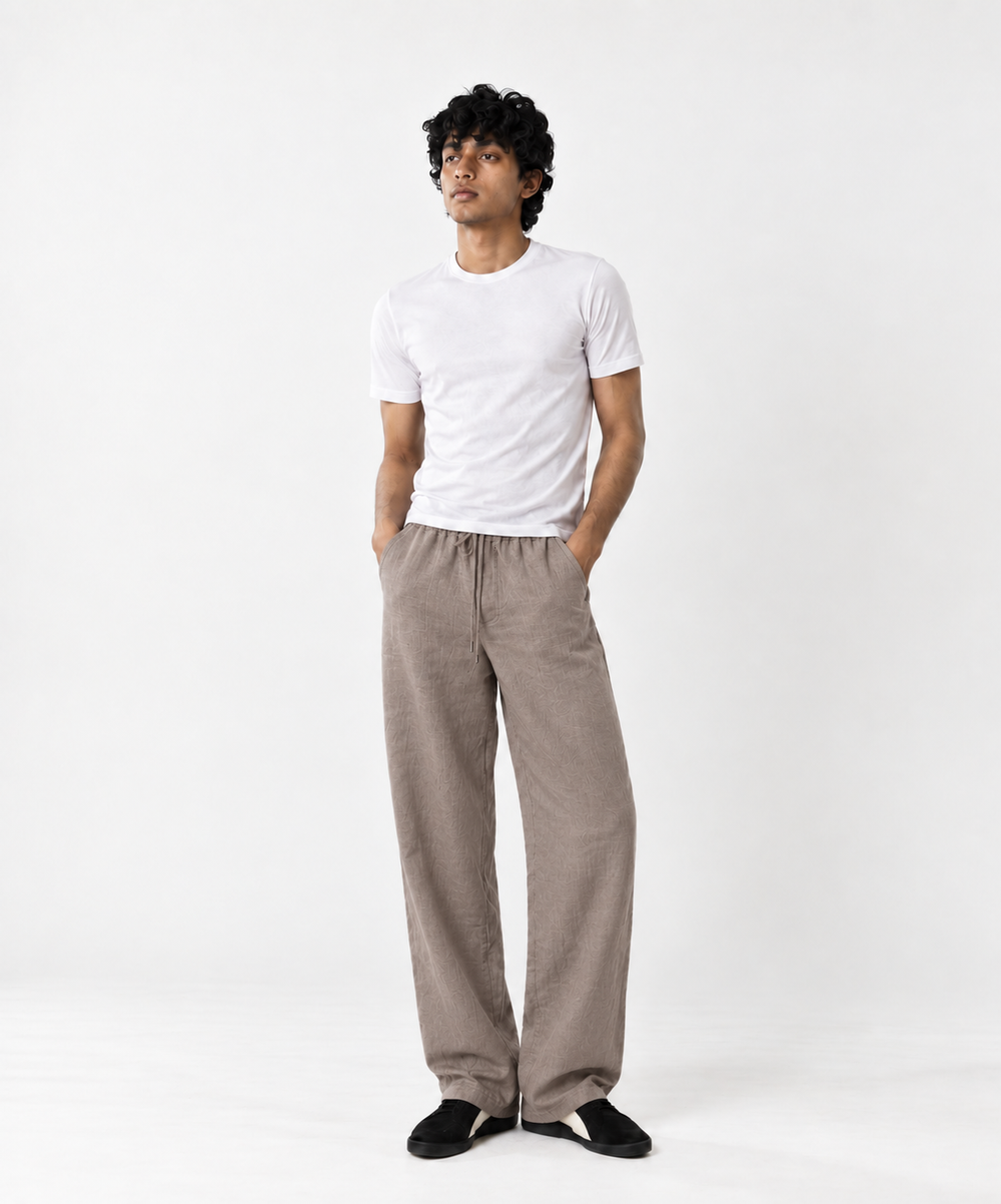 Stone Grey Pull On Linen Pants