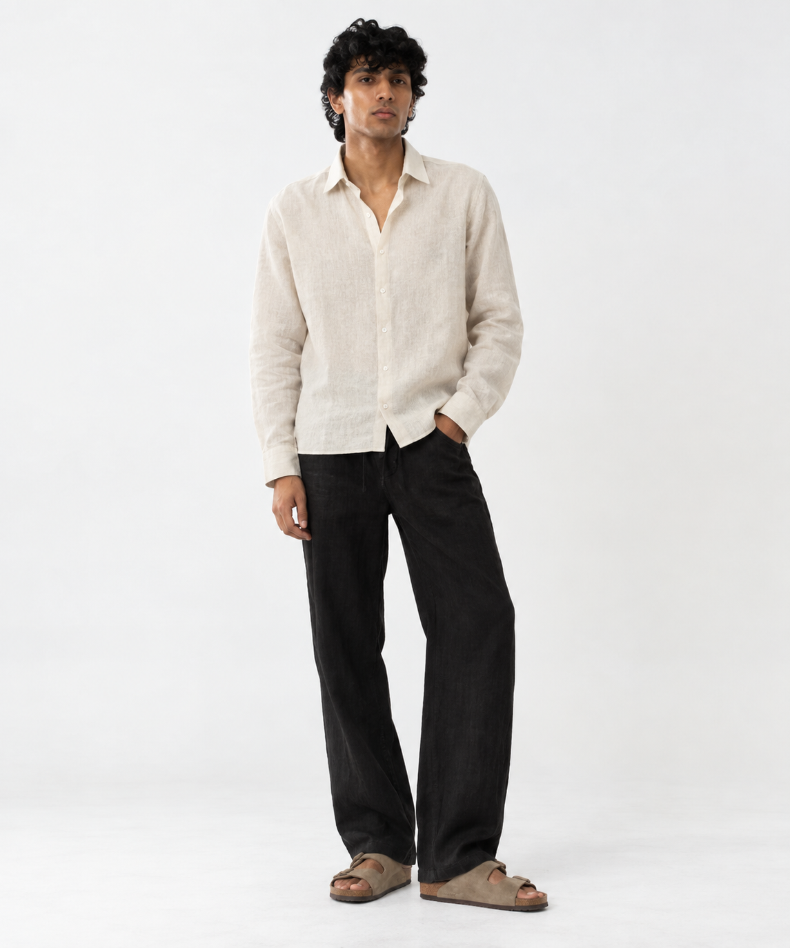 Off White Irish Linen Shirt