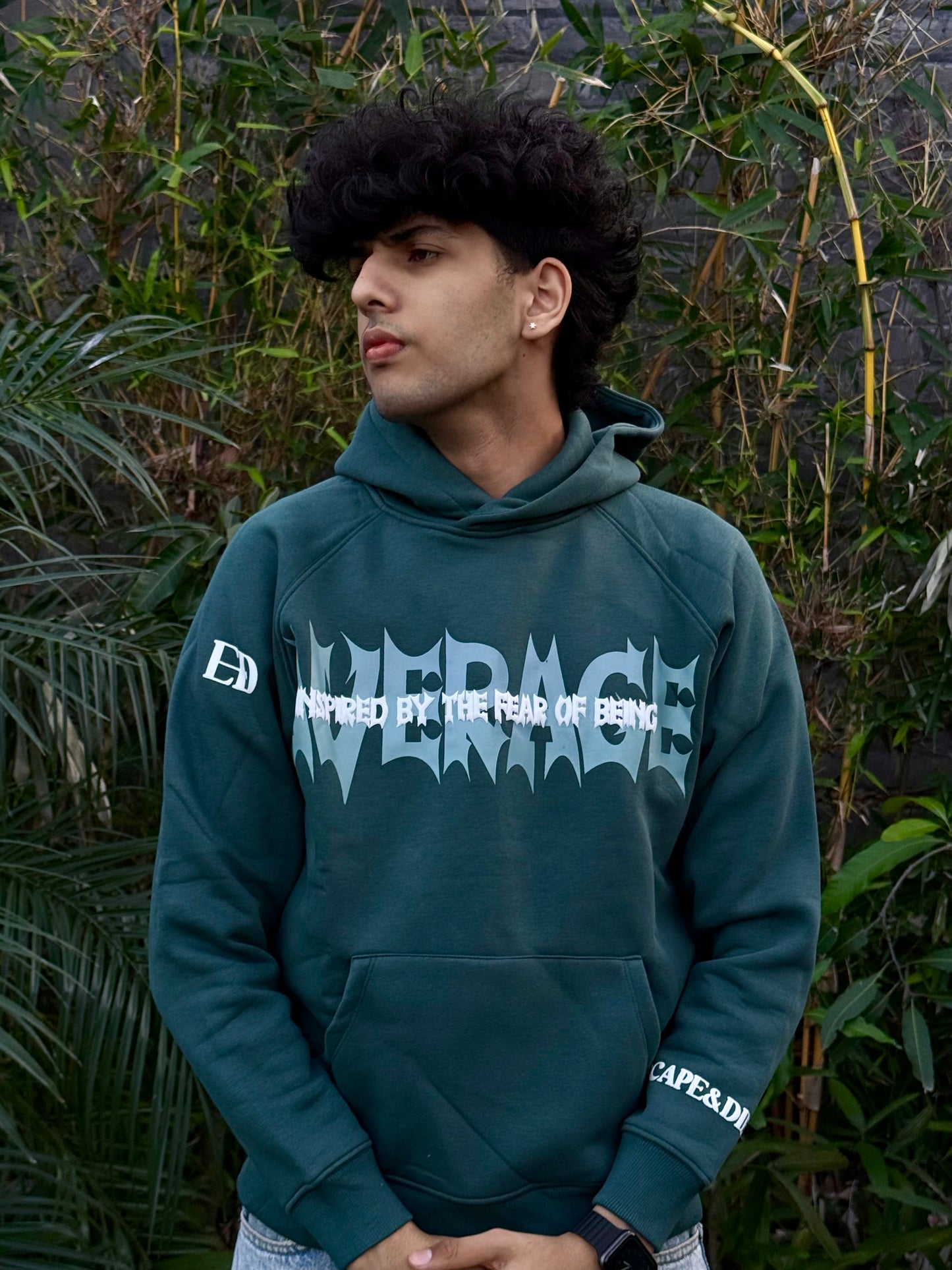 Fear Of Being Average -bottle Green Unisex Hoodie