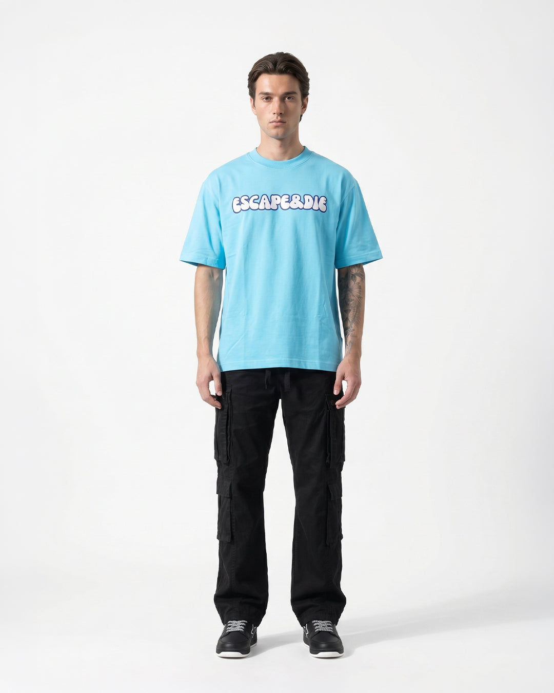 Escape& Die Light Blue Oversize T-shirt-thumbmail-3