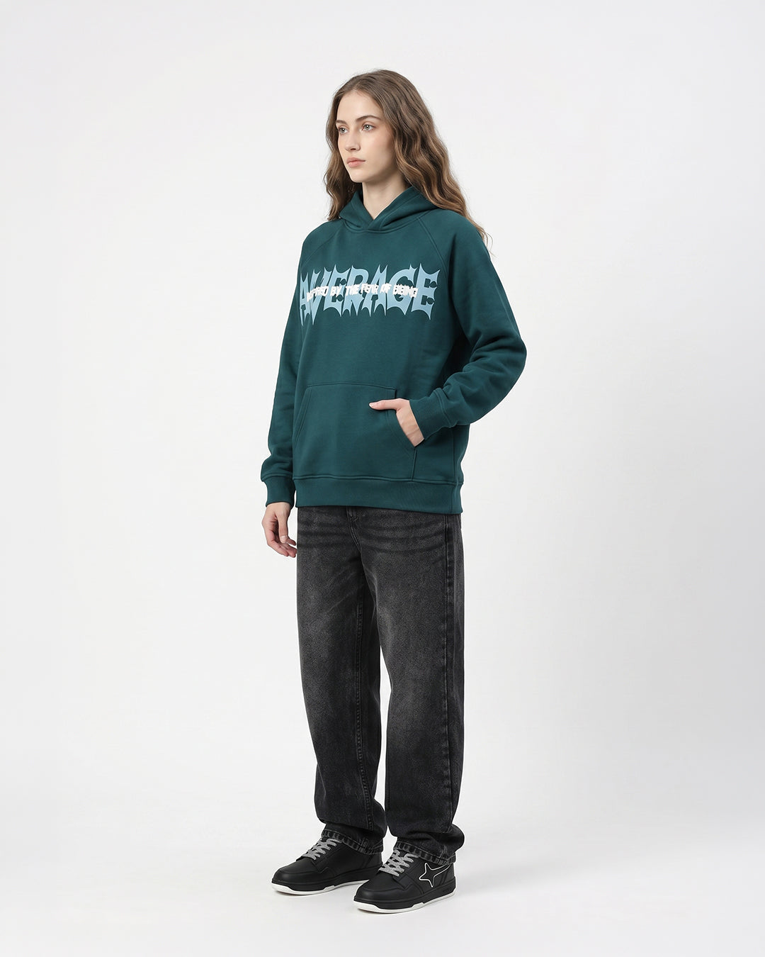 Fear Of Being Average -bottle Green Unisex Hoodie