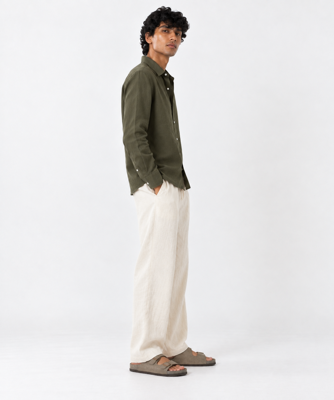 Olive Irish Linen Shirt-thumbmail-3