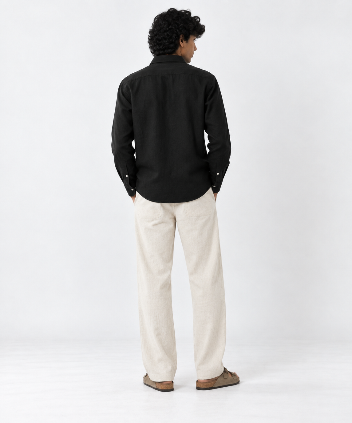 Charcoal Black Irish Linen Shirt-thumbmail-4