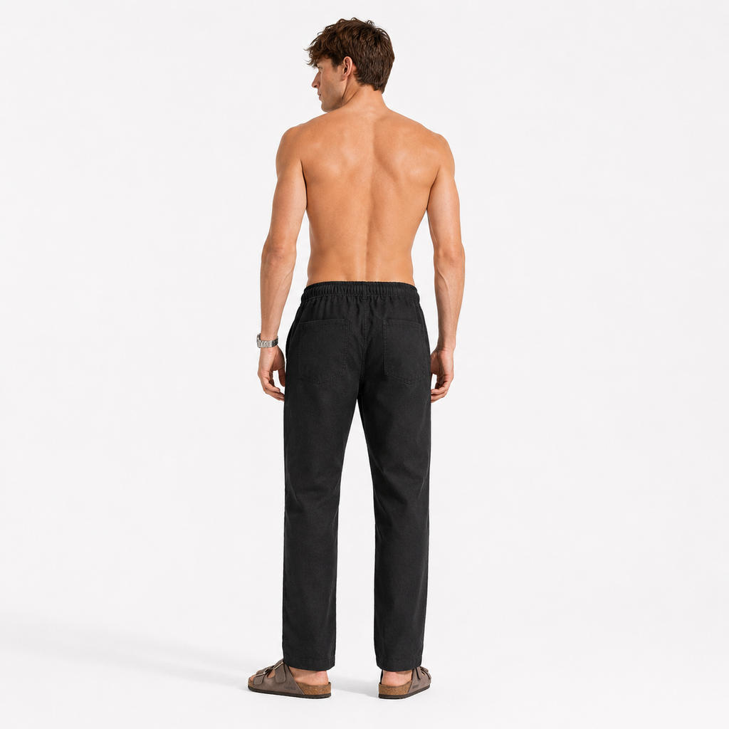 Midnight Black Pull On Linen Pants