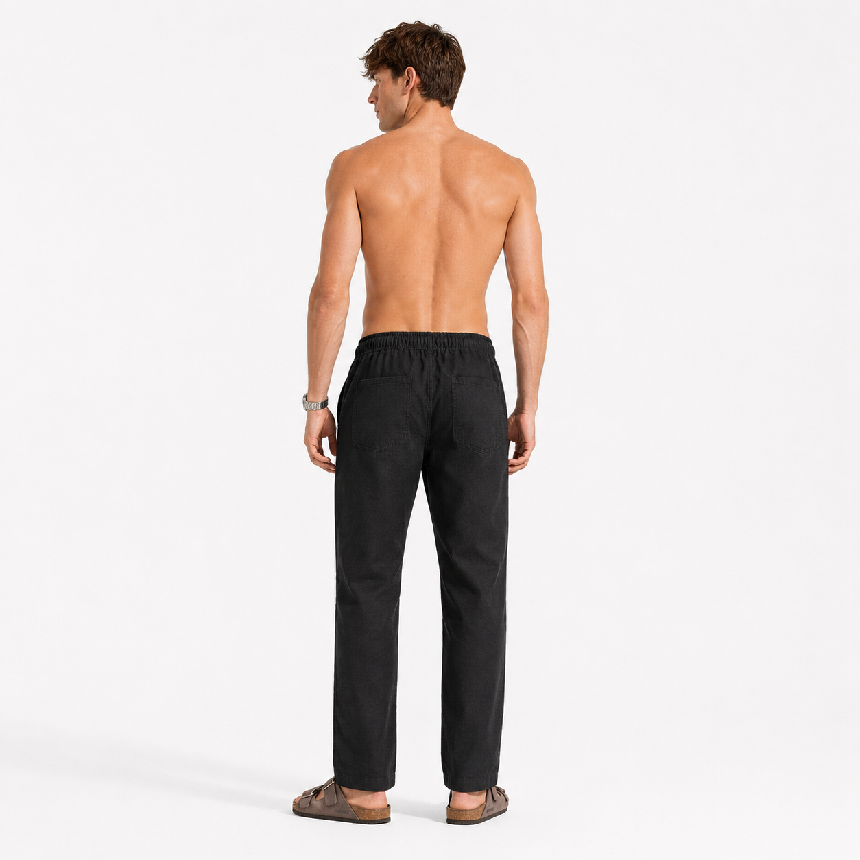 Midnight Black Pull On Linen Pants-thumbmail-5