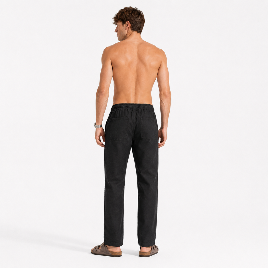 Midnight Black Pull On Linen Pants