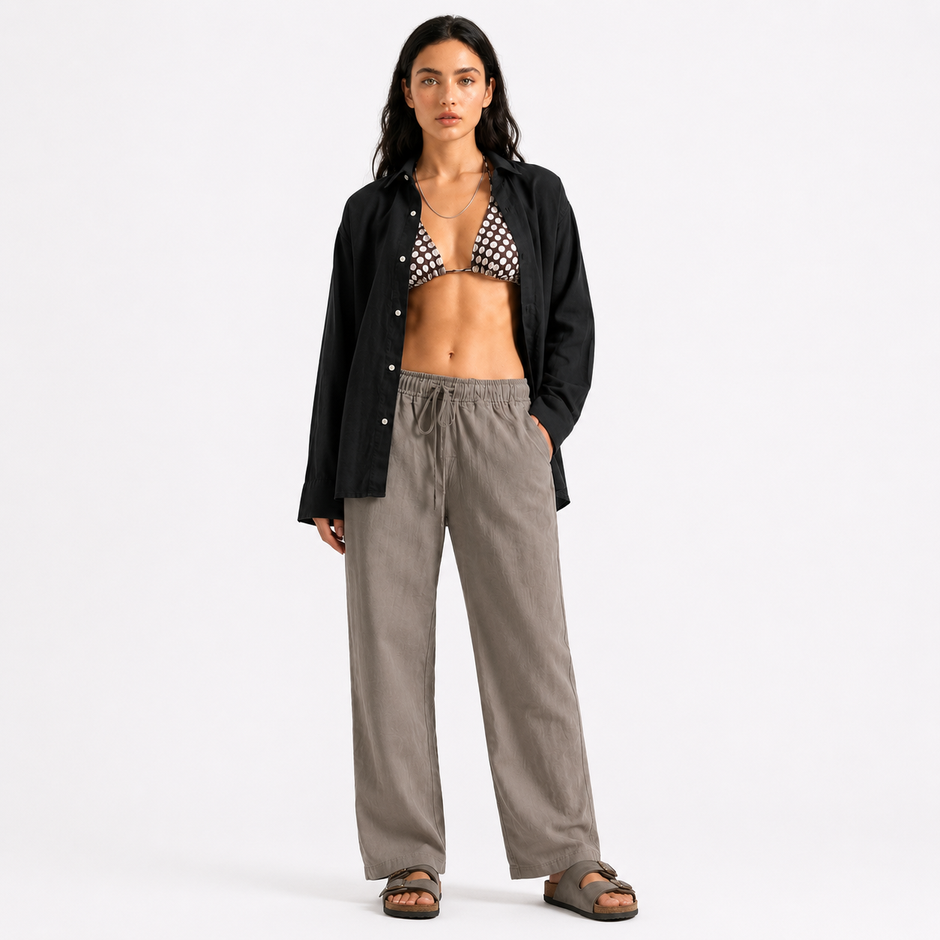Stone Grey Linen Pants