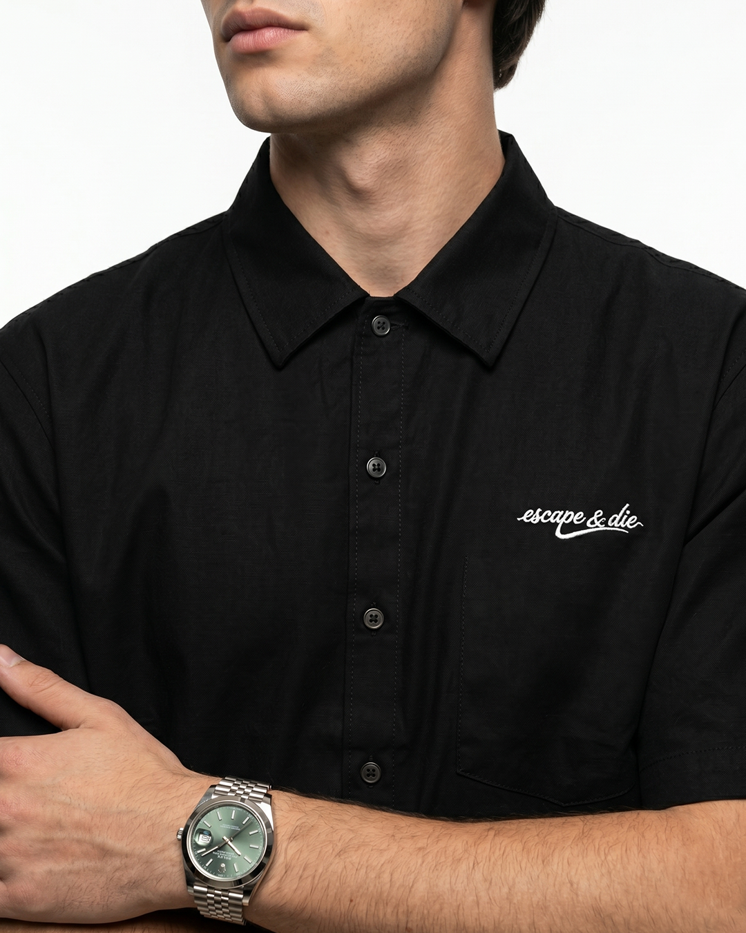 MIDNIGHT BLOOM LINEN SHIRT (BLACK)-thumbmail-5