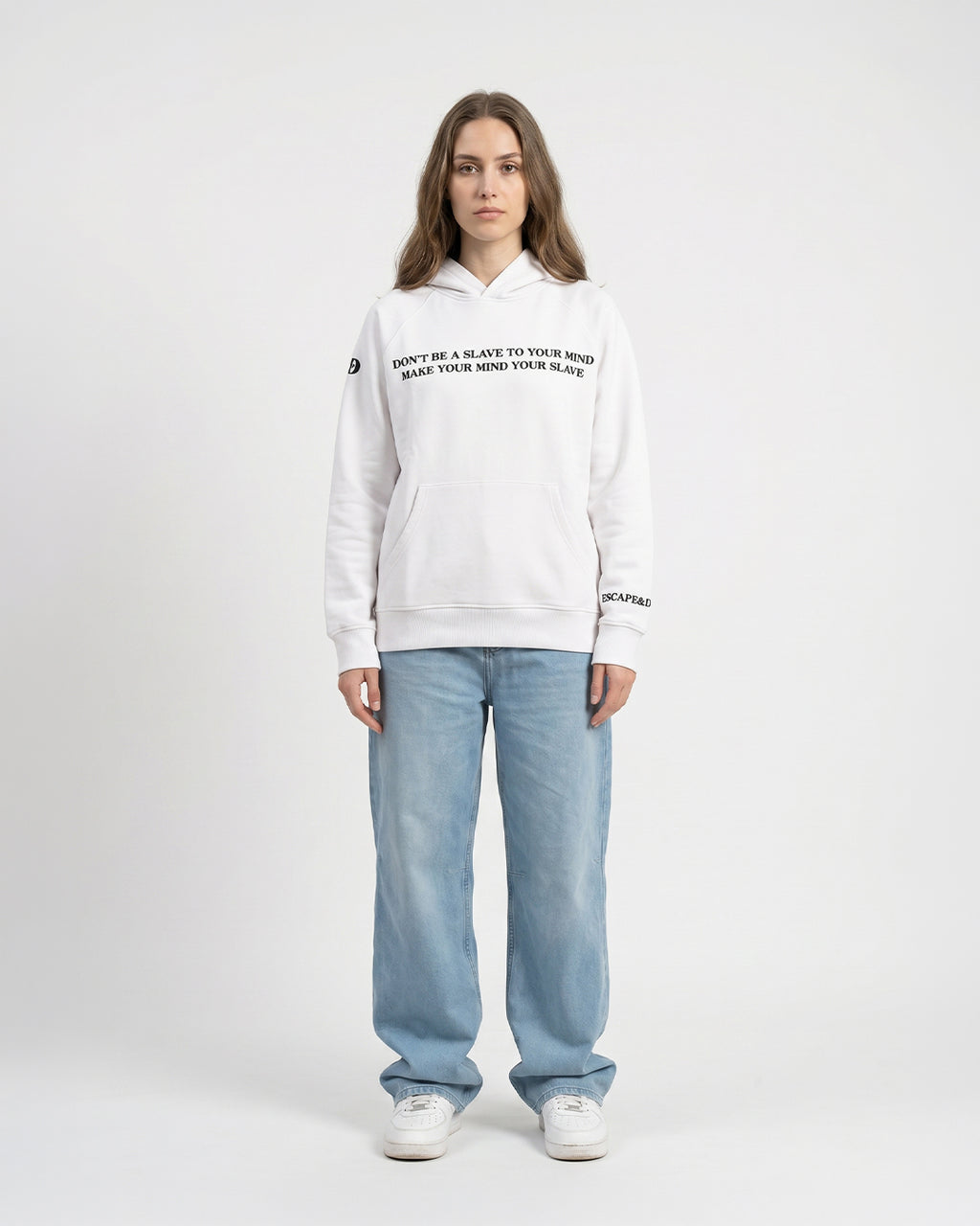 Escape Your Mind -white Unisex Hoodie