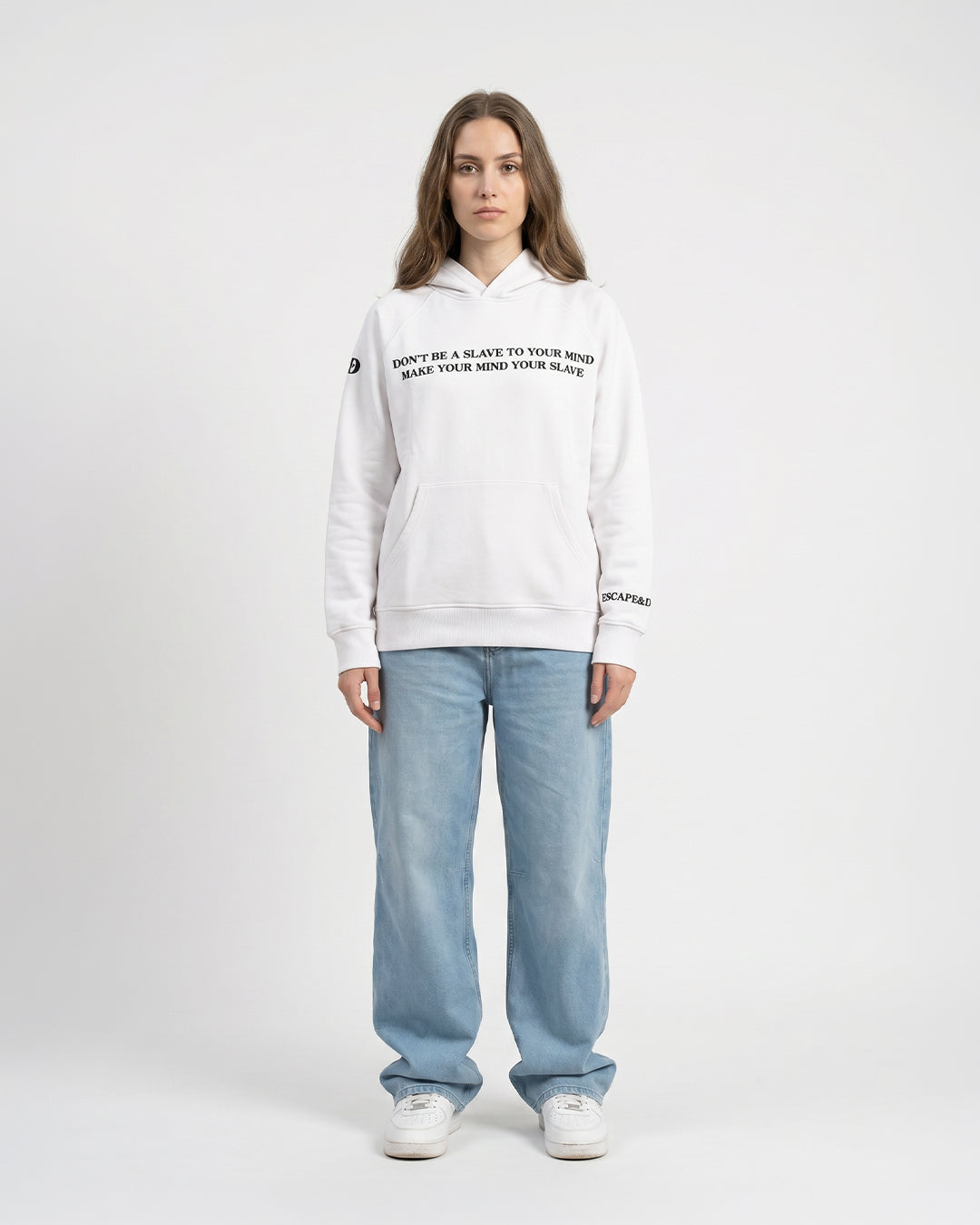 Escape Your Mind -white Unisex Hoodie