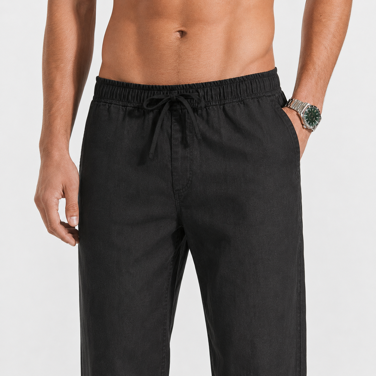 Midnight Black Pull On Linen Pants-thumbmail-7