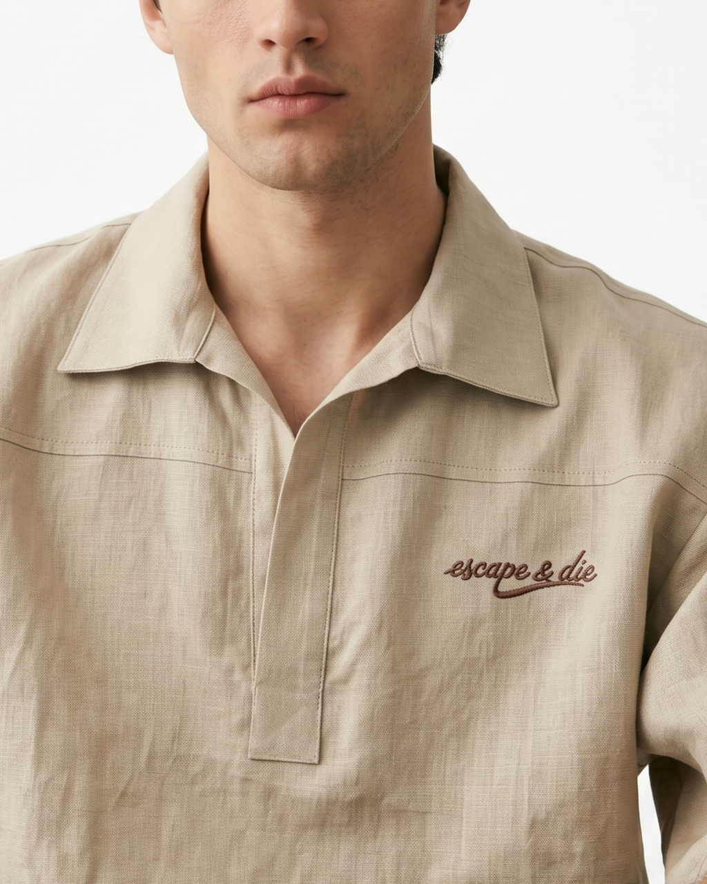 MOCHA DRIFT LINEN POLO SHIRT