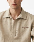 MOCHA DRIFT LINEN POLO SHIRT