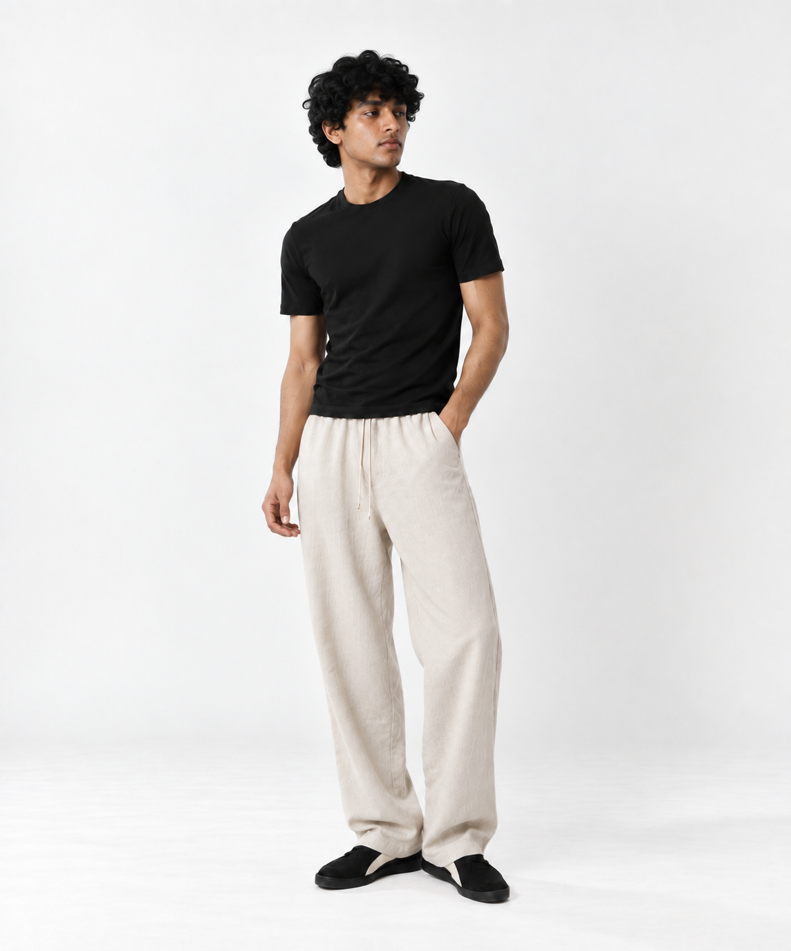 Sand Beige Pull On Linen Pants-thumbmail-5