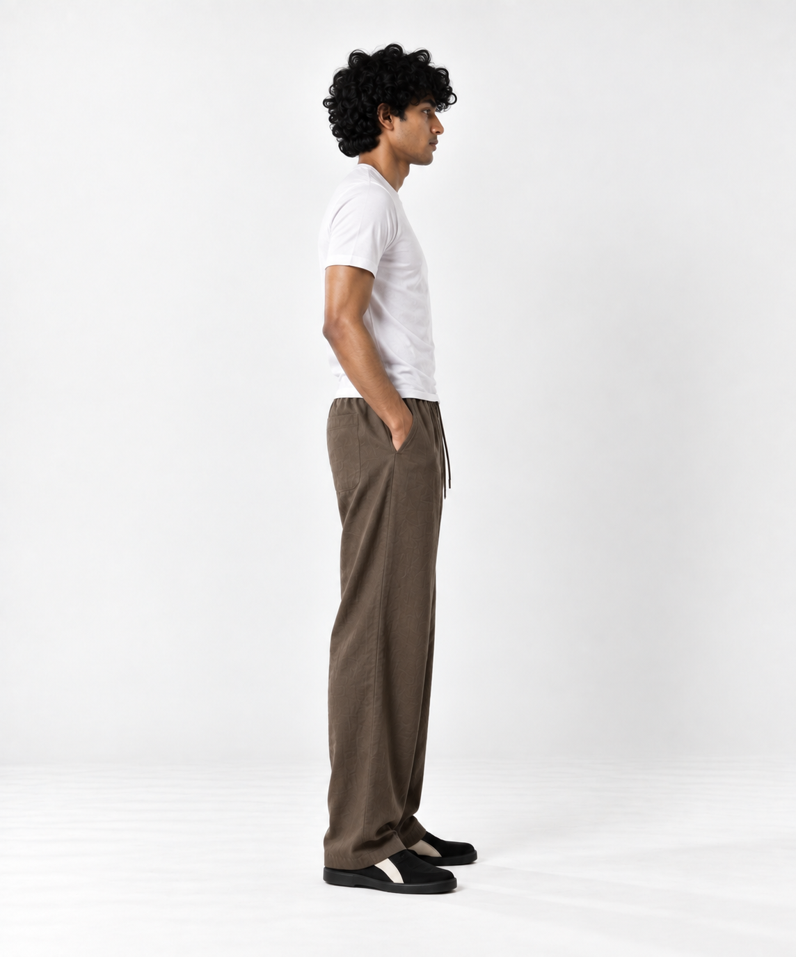 Mocha Brown Pull On Linen Pants