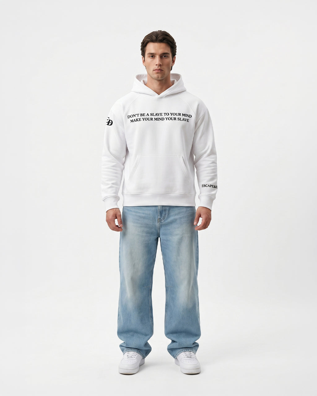 Escape Your Mind -white Unisex Hoodie