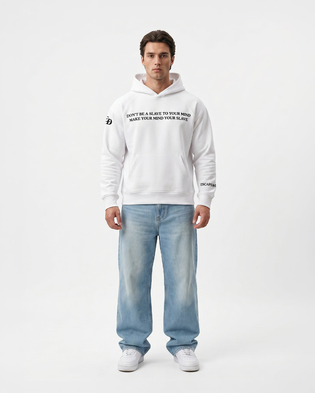 Escape Your Mind -white Unisex Hoodie