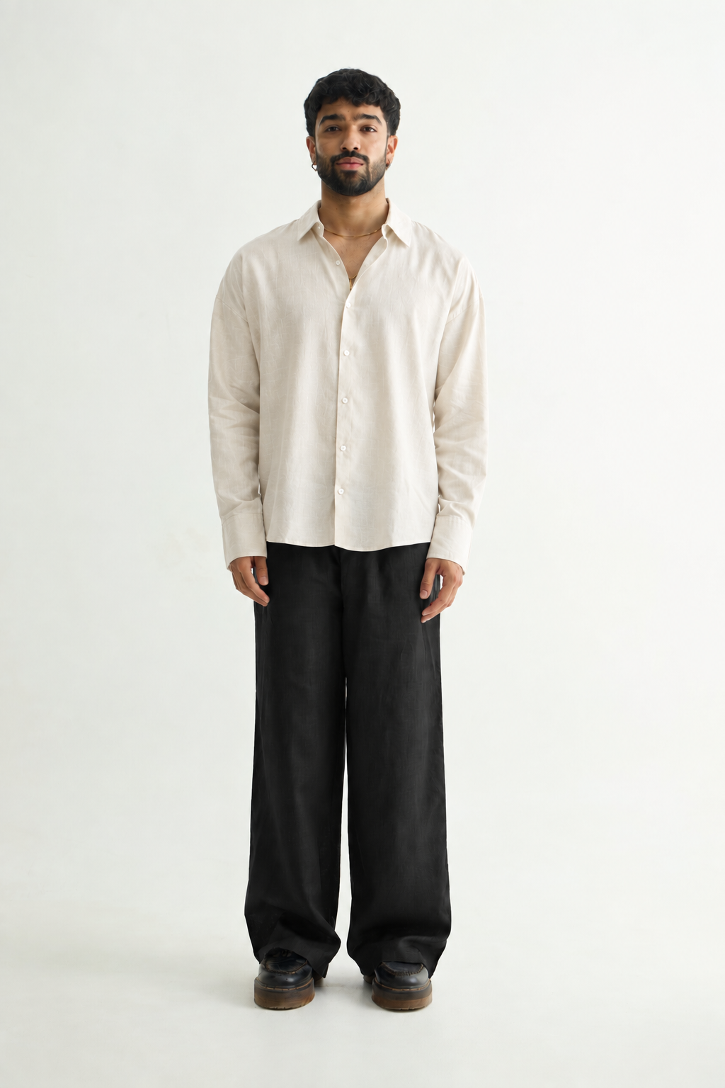 Off White & Black Linen Set