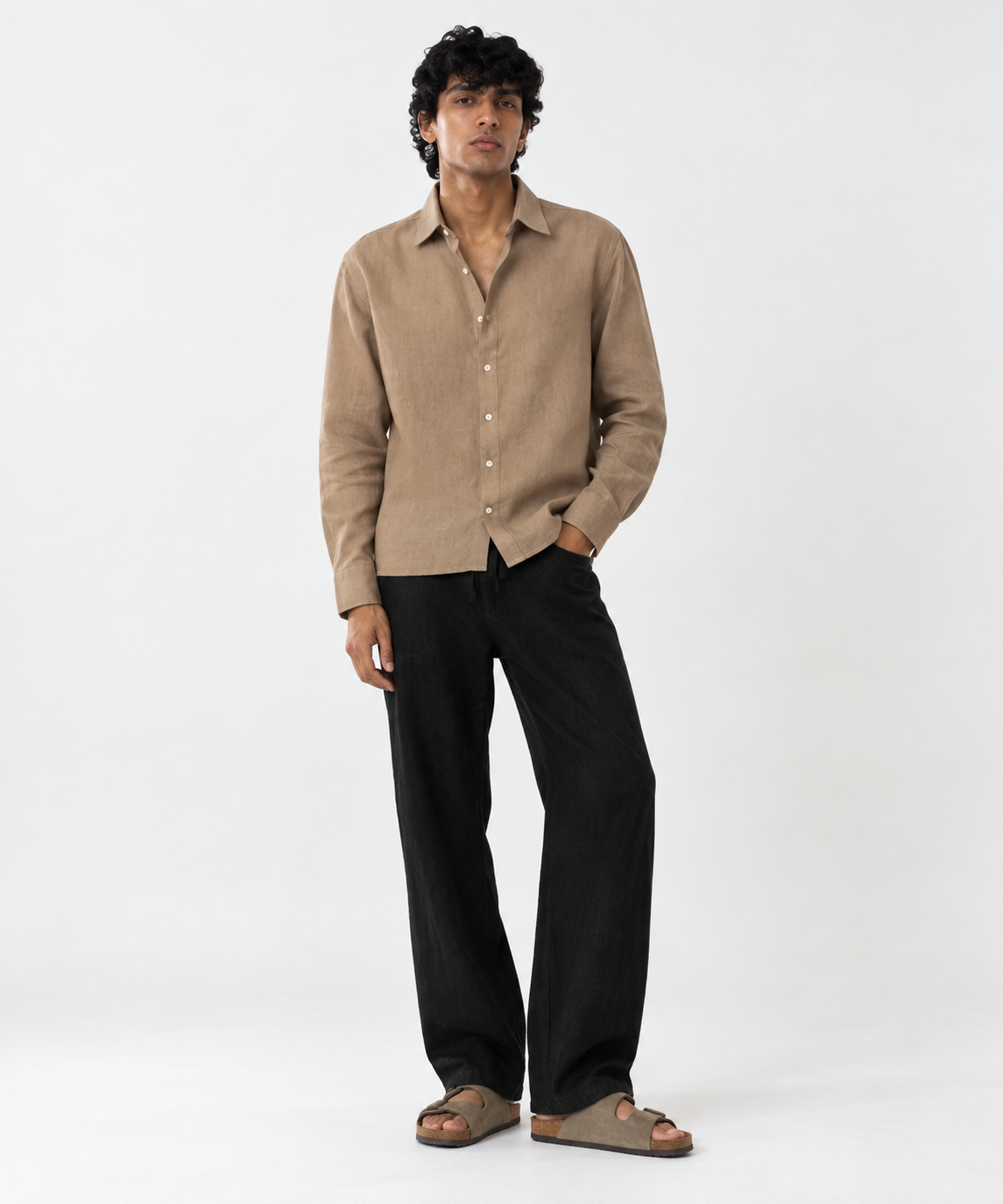 Tan Irish Linen Shirt