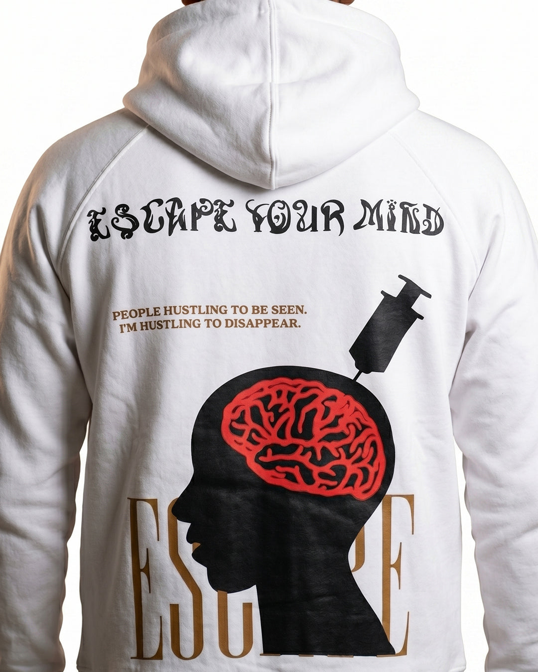 Escape Your Mind -white Unisex Hoodie