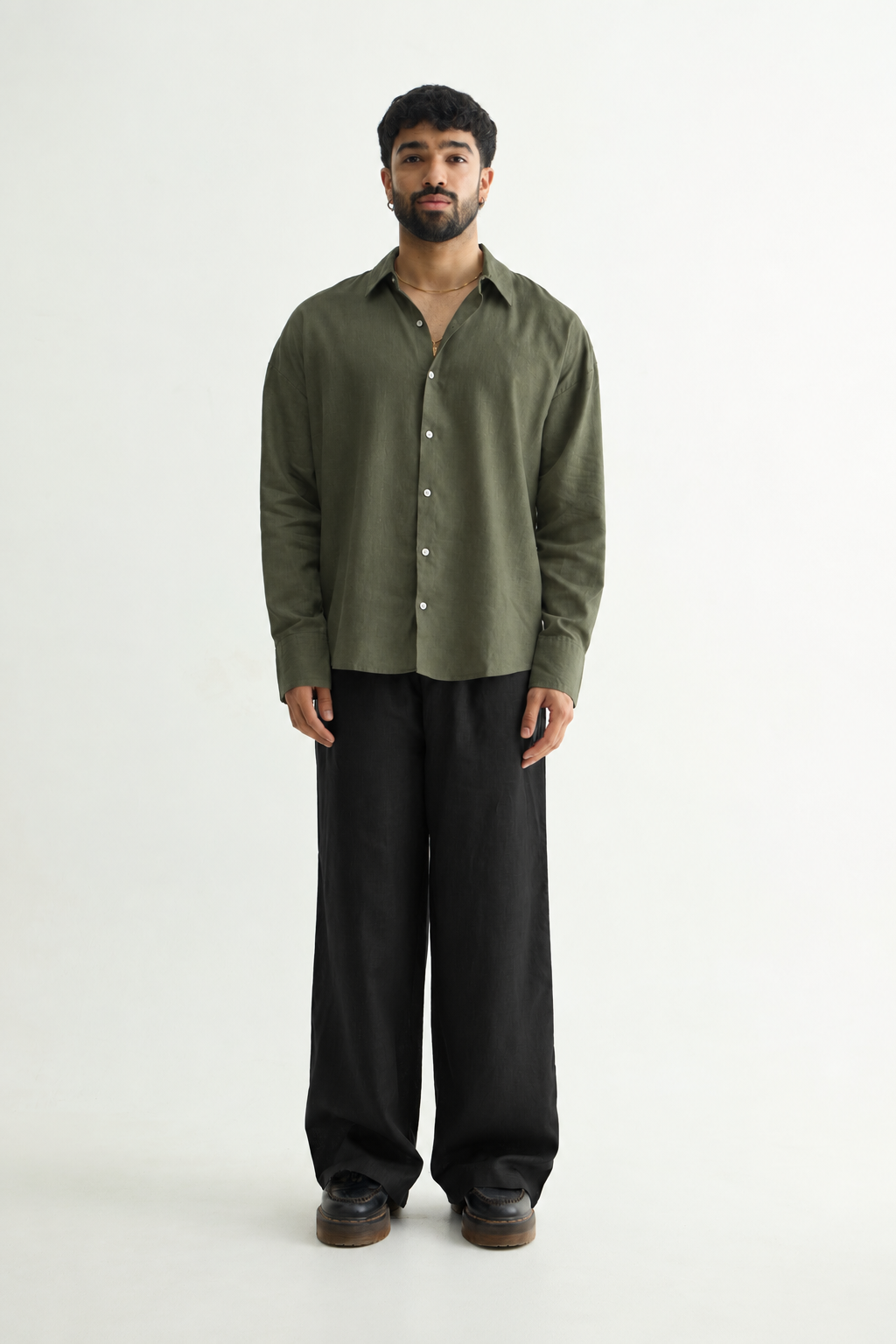 Olive & Black Linen Set