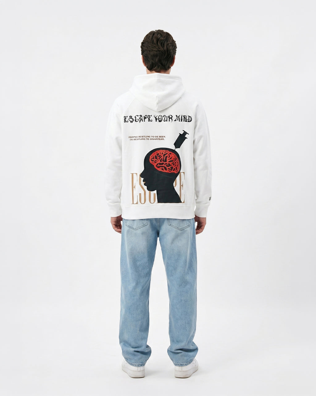 Escape Your Mind -white Unisex Hoodie