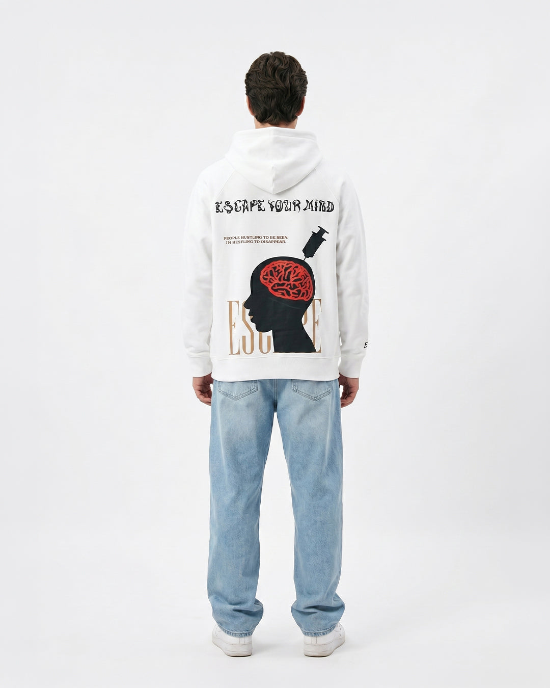 Escape Your Mind -white Unisex Hoodie