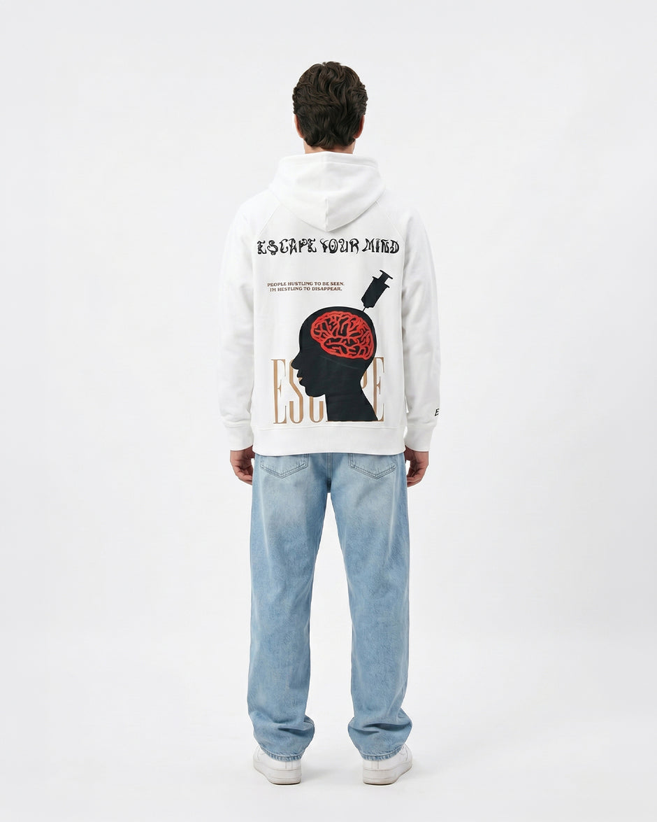 Escape Your Mind -white Unisex Hoodie