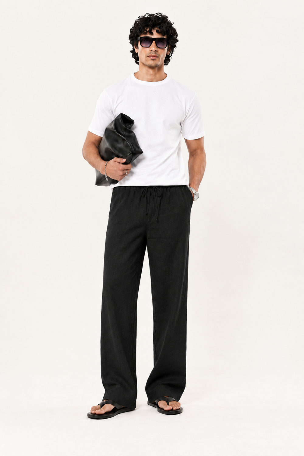 Midnight Black Pull On Linen Pants