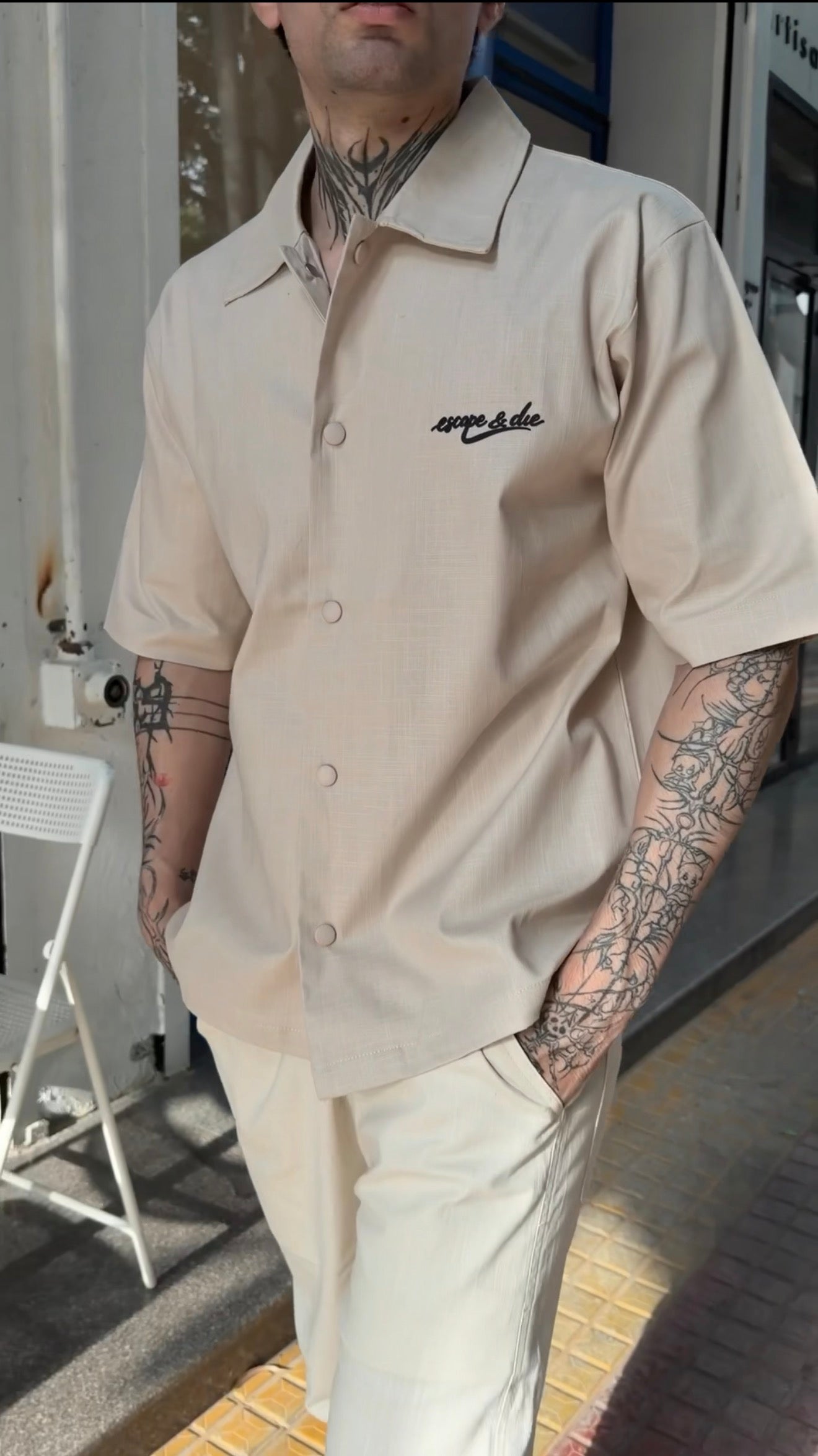 PURE ESCAPE LINEN SHIRT (BEIGE)-thumbmail-3