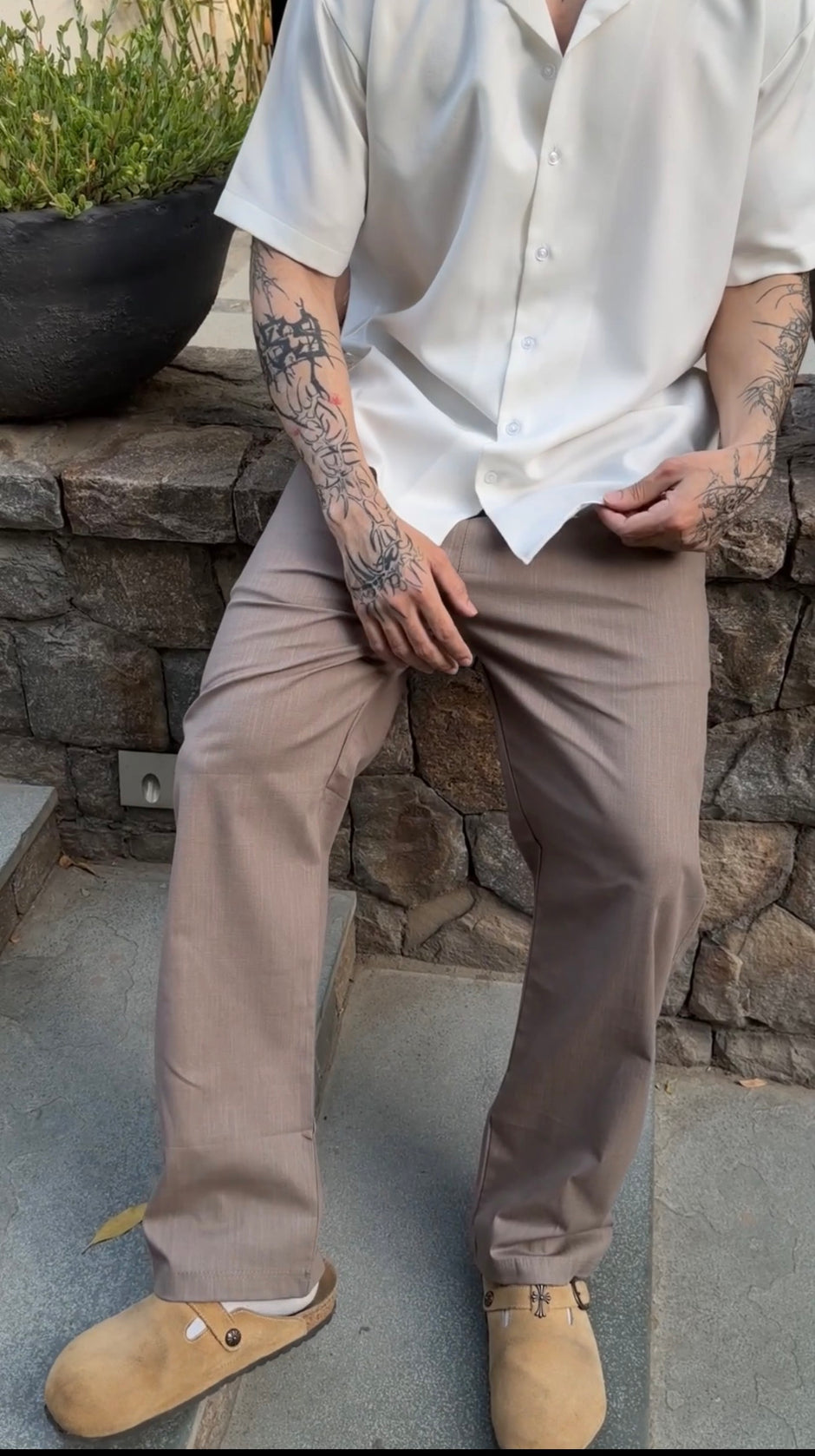 Stone Grey Linen Pants