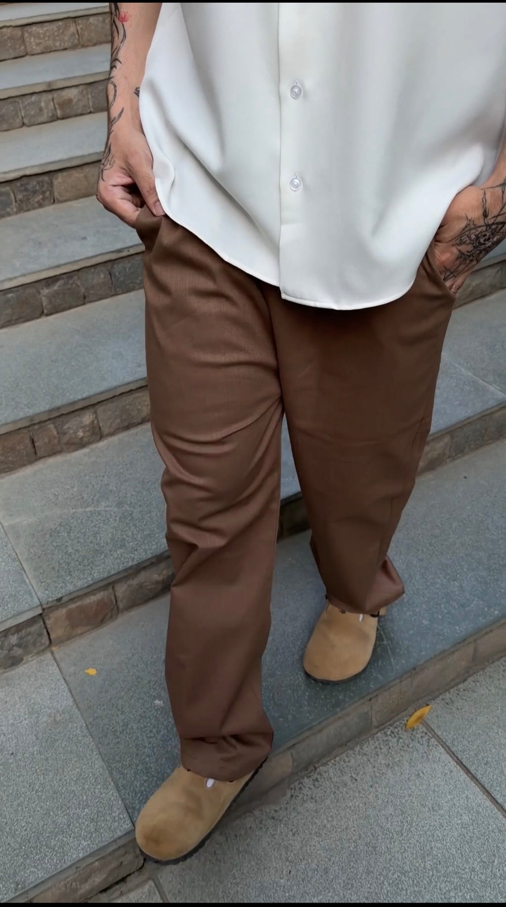 Mocha Pull on Linen Pants