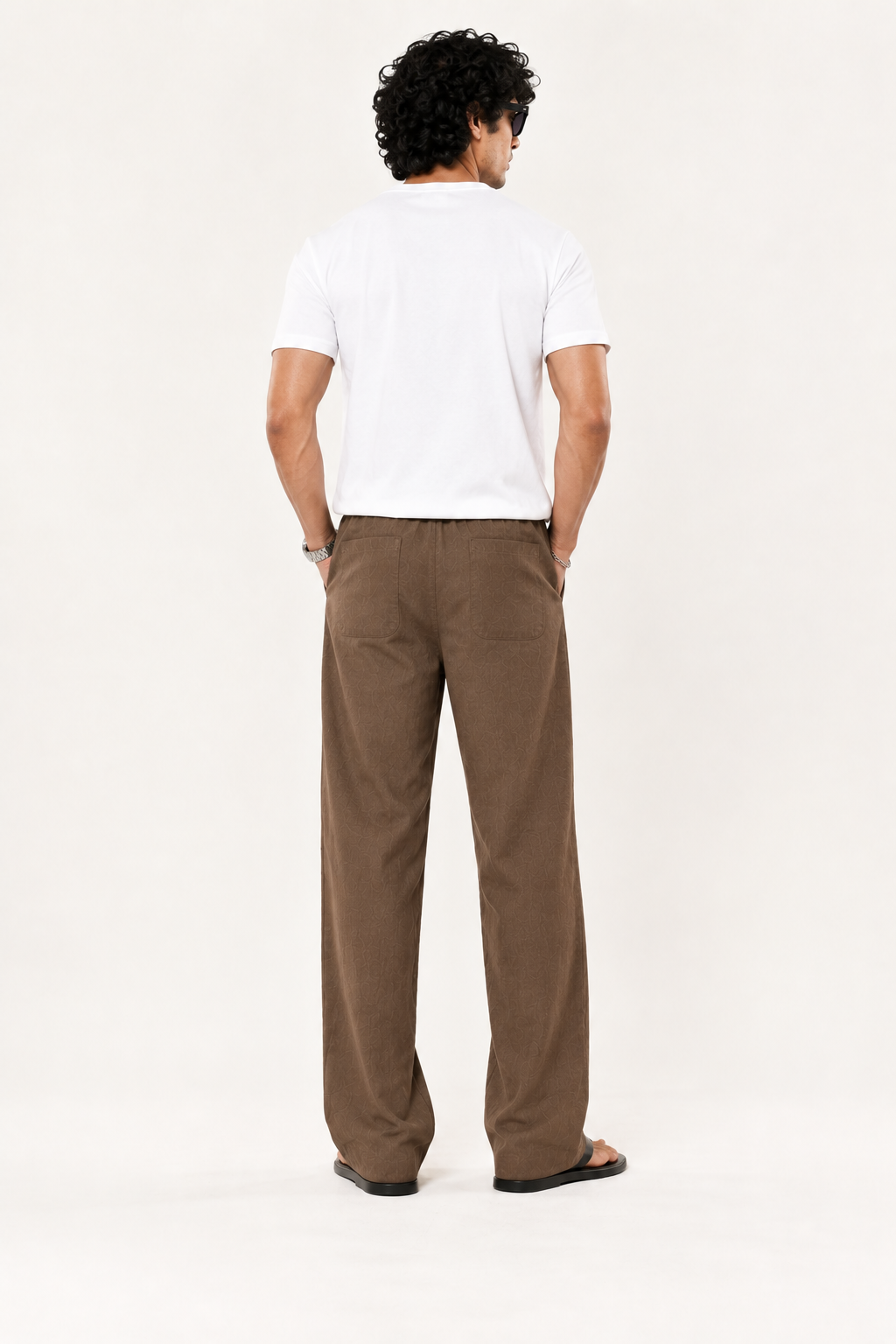Mocha Brown Pull On Linen Pants