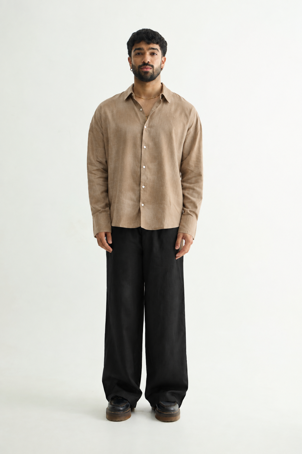 Tan & Black Linen Set