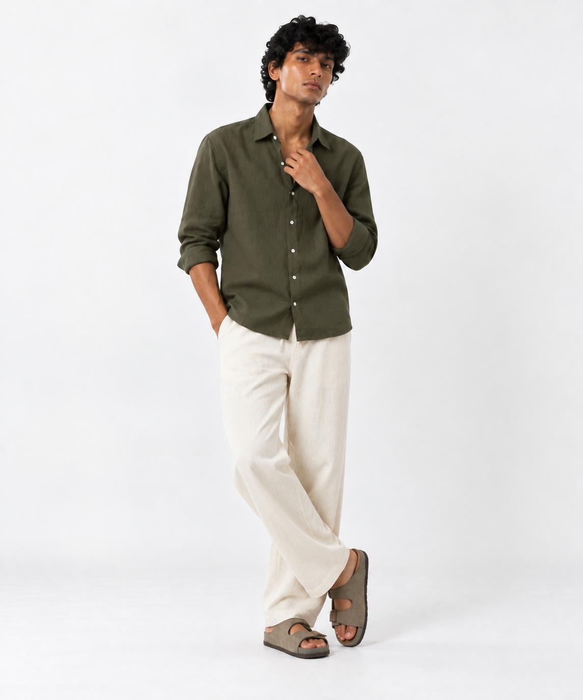 Olive Irish Linen Shirt-thumbmail-5